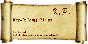 Kopácsy Piusz névjegykártya